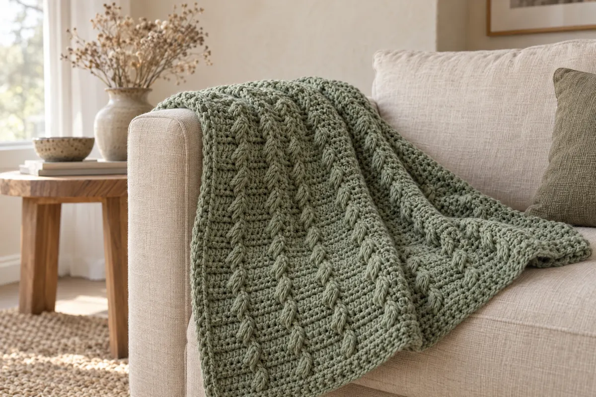 Alpine Stitch Throw, crocheted