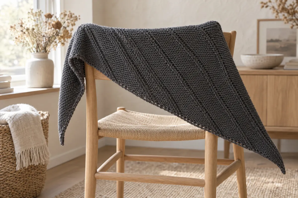 Asymmetric Stripe Shawl, knitted