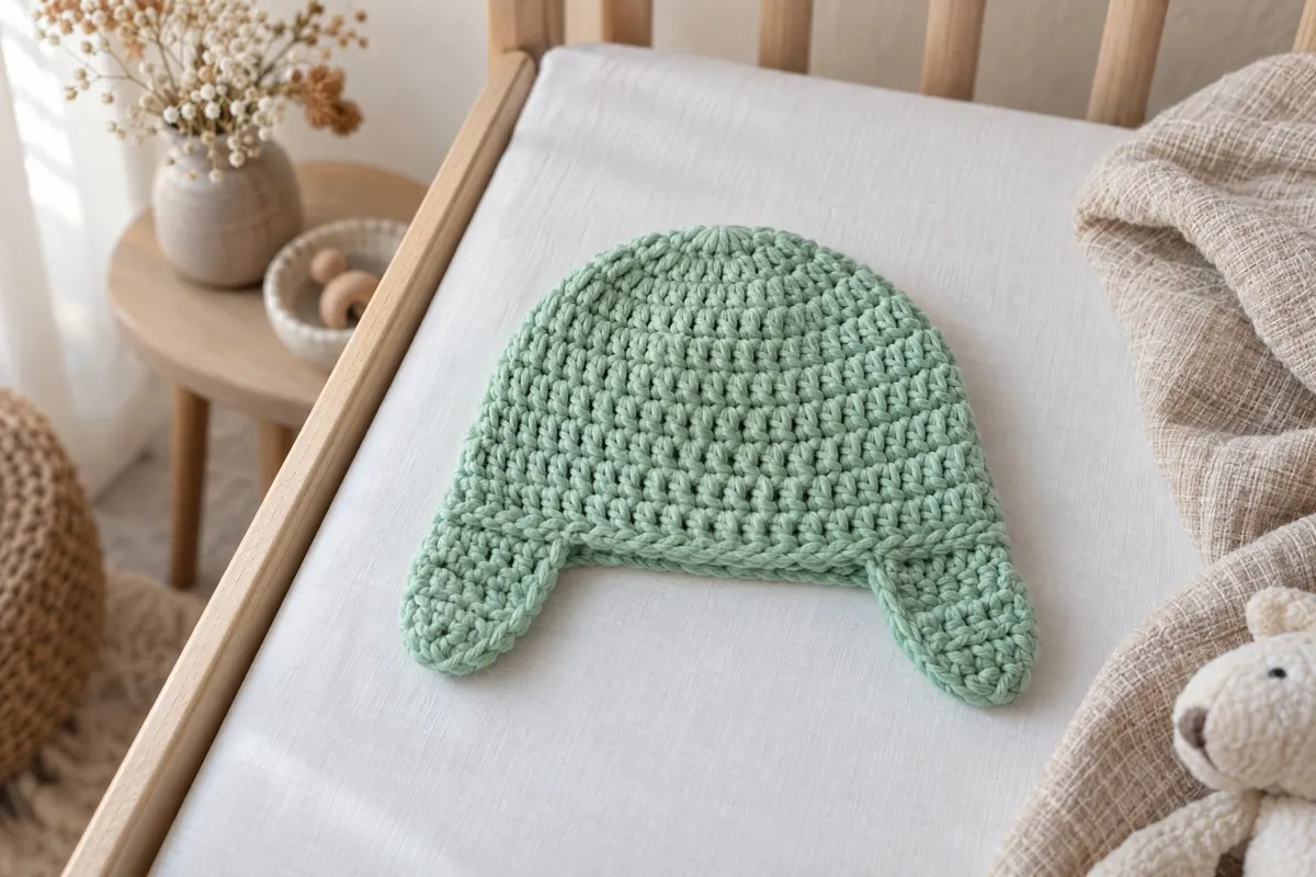 Baby Earflap Hat, crocheted
