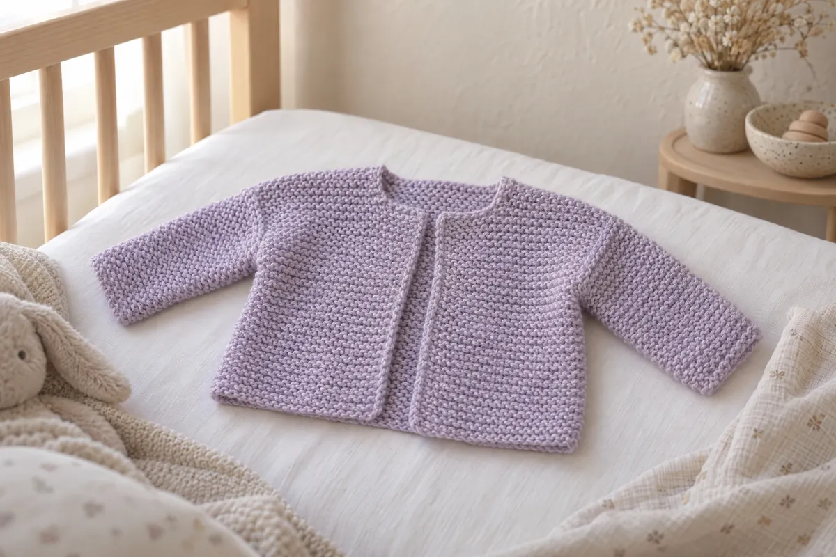 Baby Garter T-Cardigan, knitted