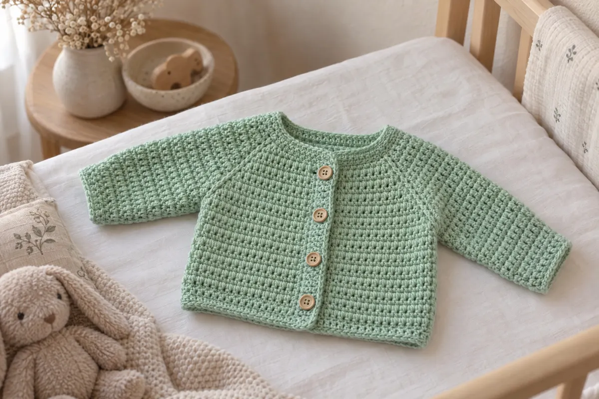 Baby Top-Down Raglan Cardigan, crocheted