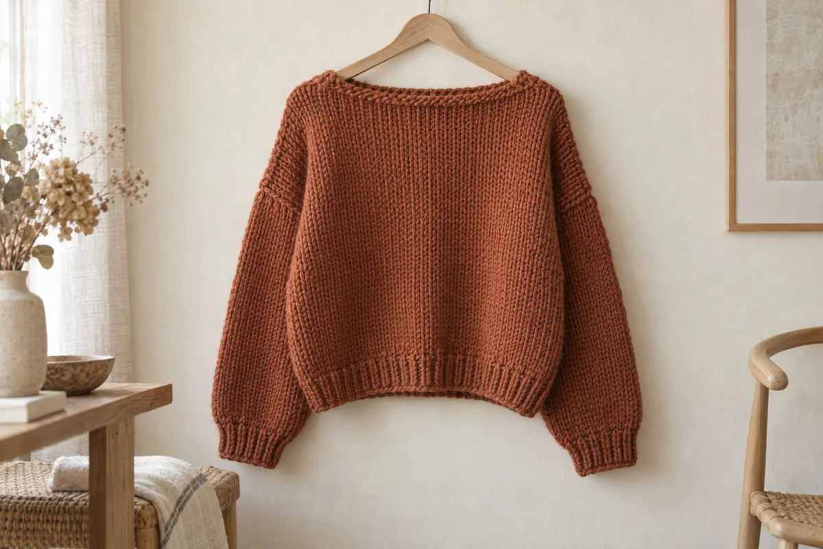 Boxy Drop-Shoulder Sweater, knitted