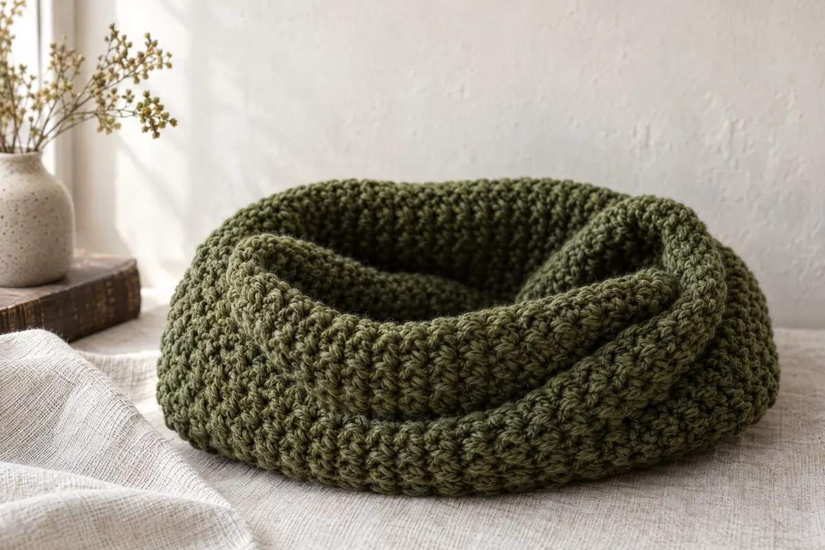 Brook Cowl, crocheted