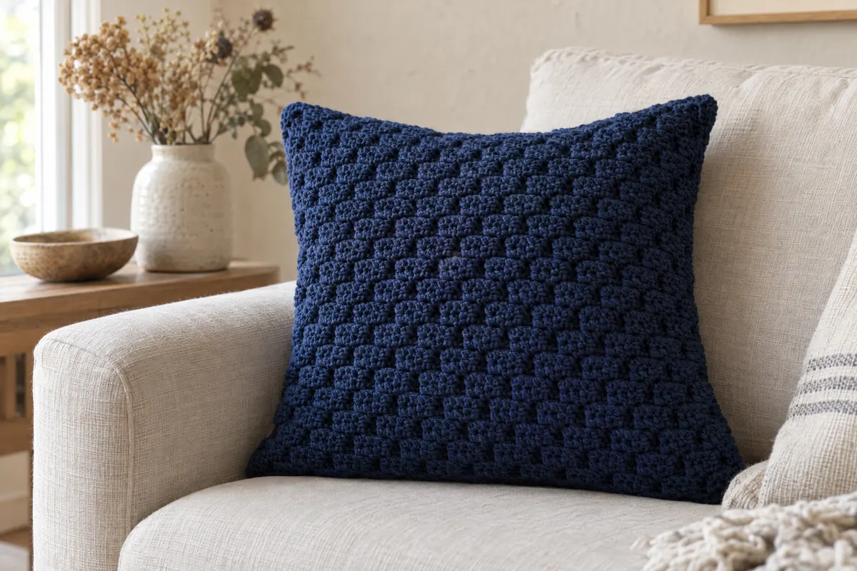 C2C Pillow Cover, crocheted