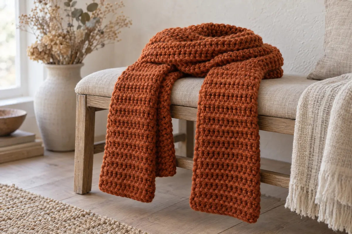 Chunky Camel Stitch Scarf, crocheted