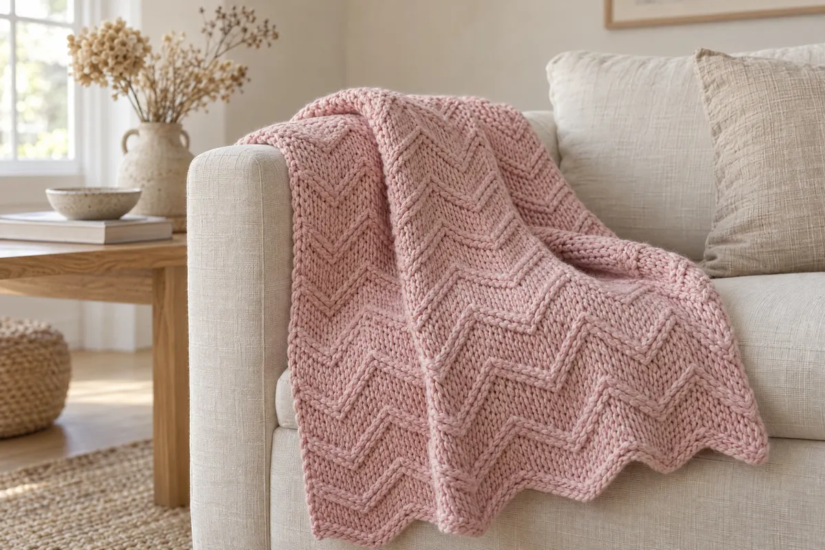Chevron Stripe Blanket, knitted
