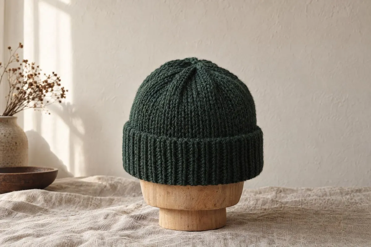 Everyday Ribbed-Brim Beanie, knitted