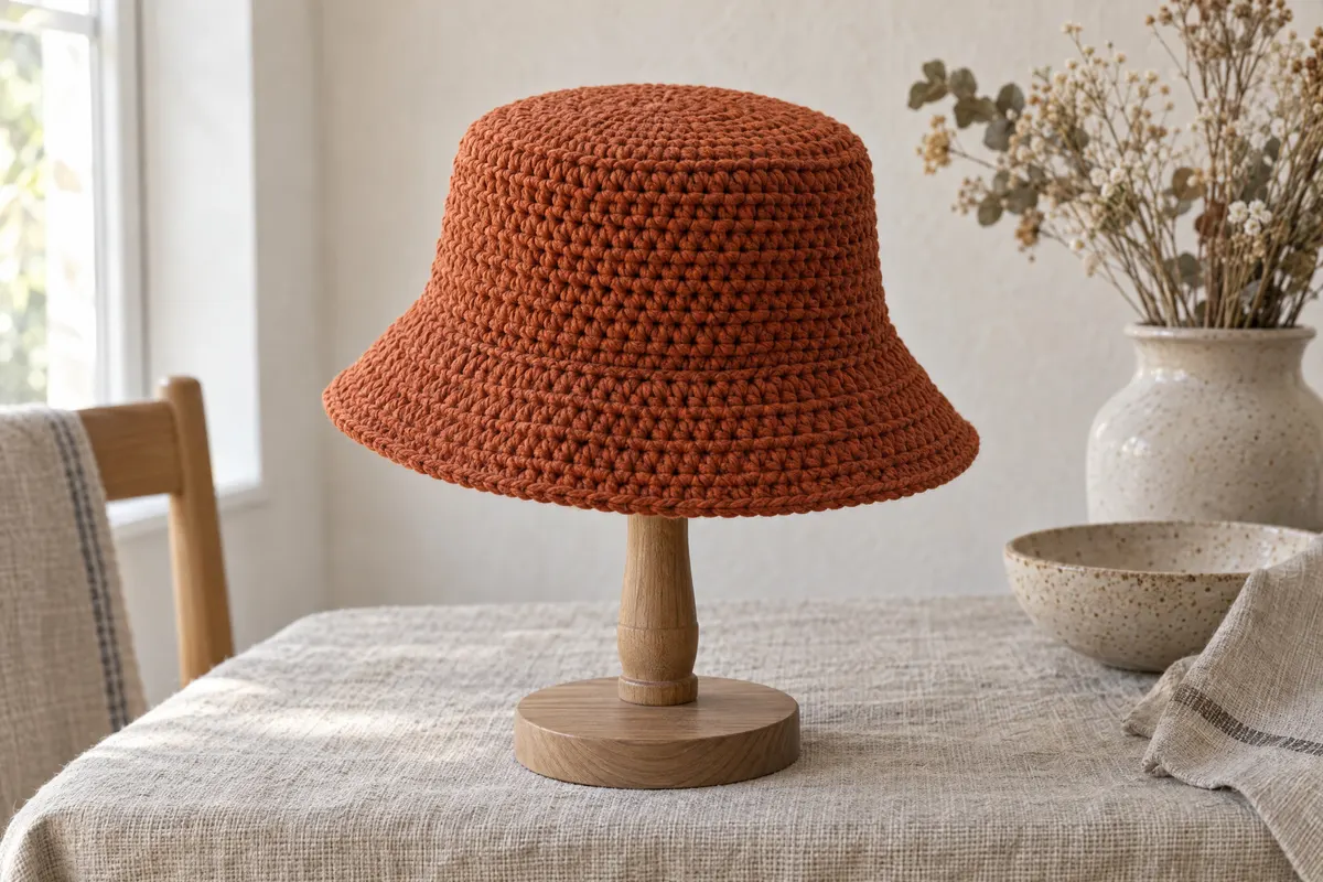 Cotton Bucket Hat, crocheted