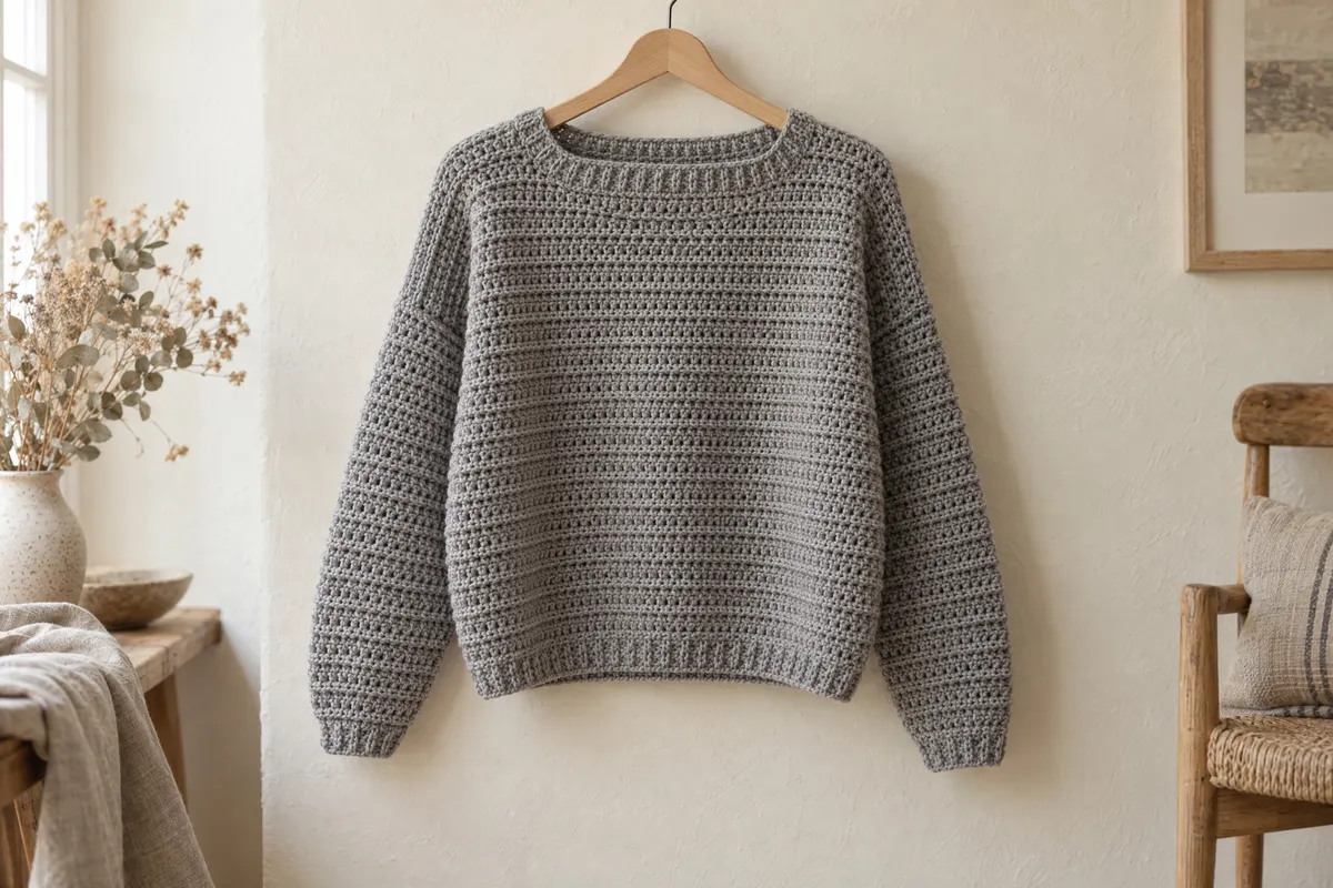 Drop-Shoulder Crochet Sweater, crocheted