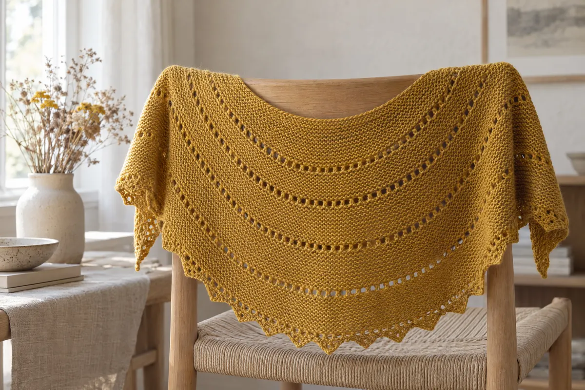 Eyelet Crescent Shawlette, knitted