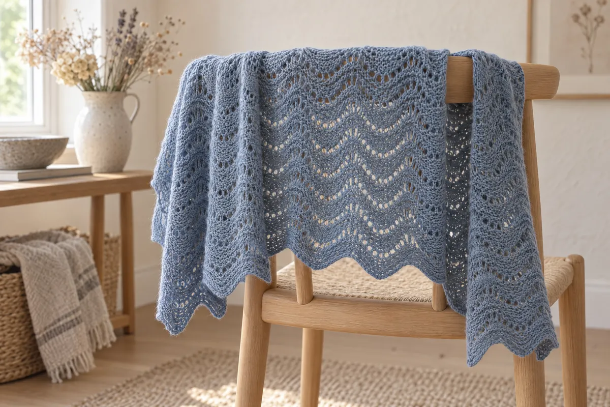 Feather & Fan Stole, knitted