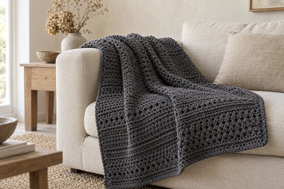 Field Throw, crocheted
