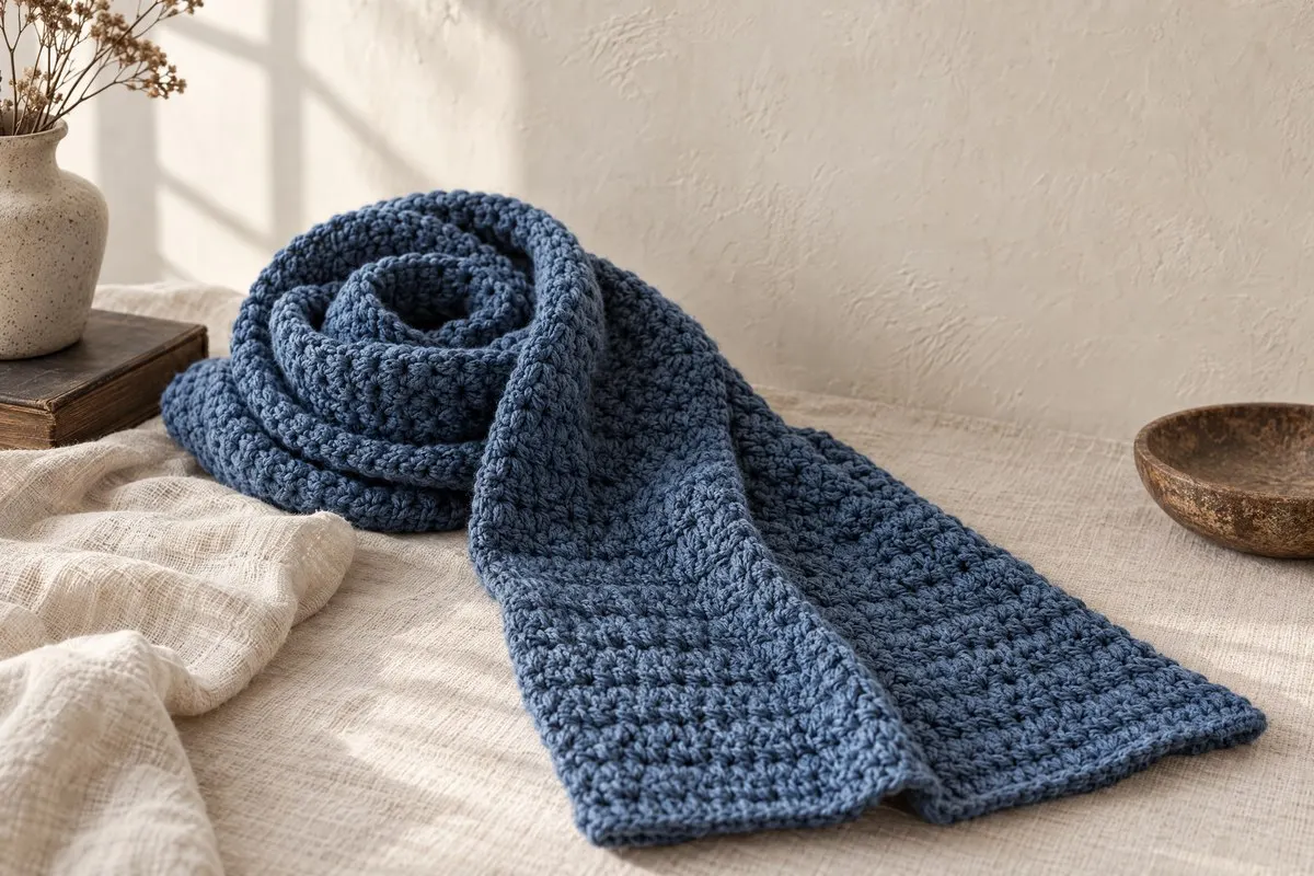First Half Double Scarf, crocheted