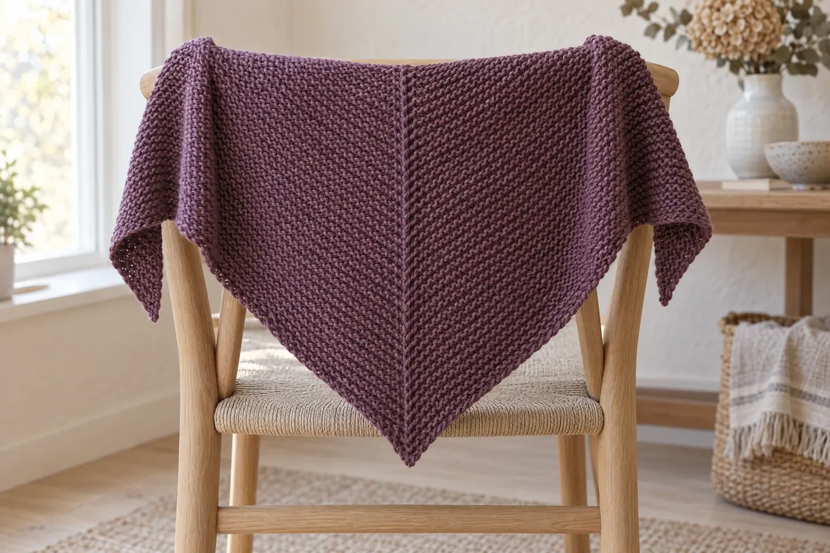 Top-Down Garter Triangle Shawl, knitted
