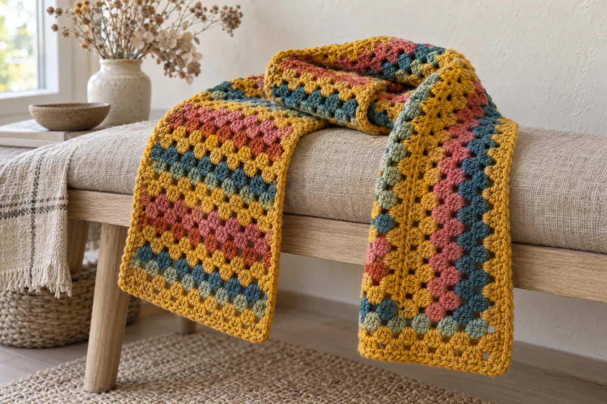 Granny Stripe Scarf, crocheted