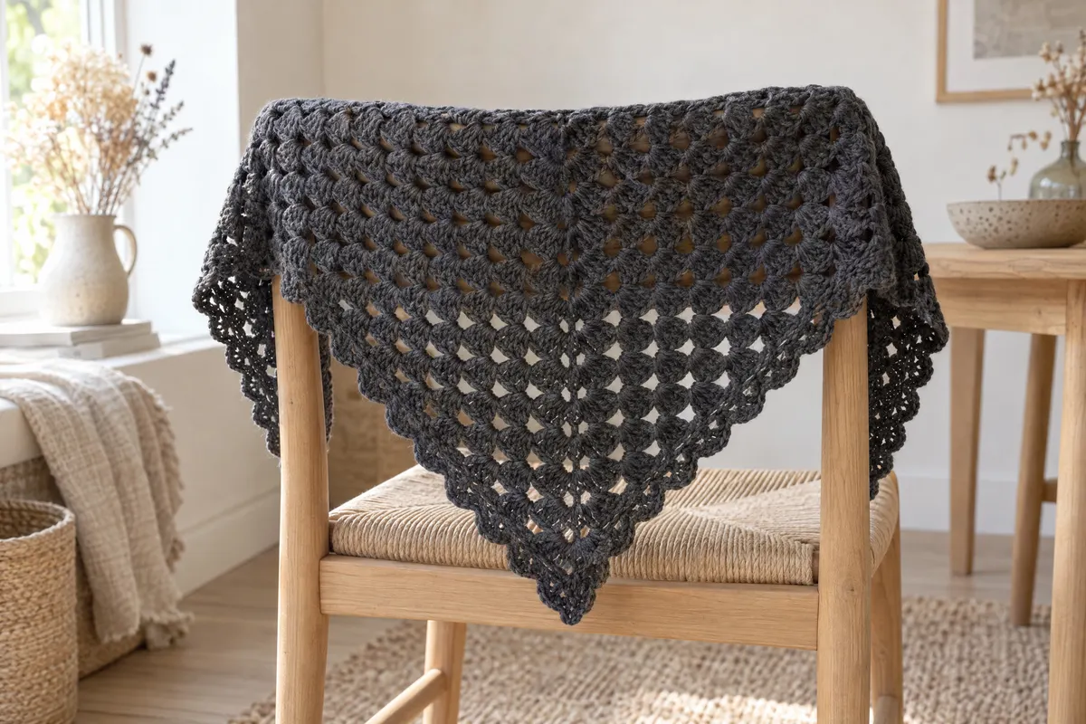 Granny Triangle Shawl, crocheted
