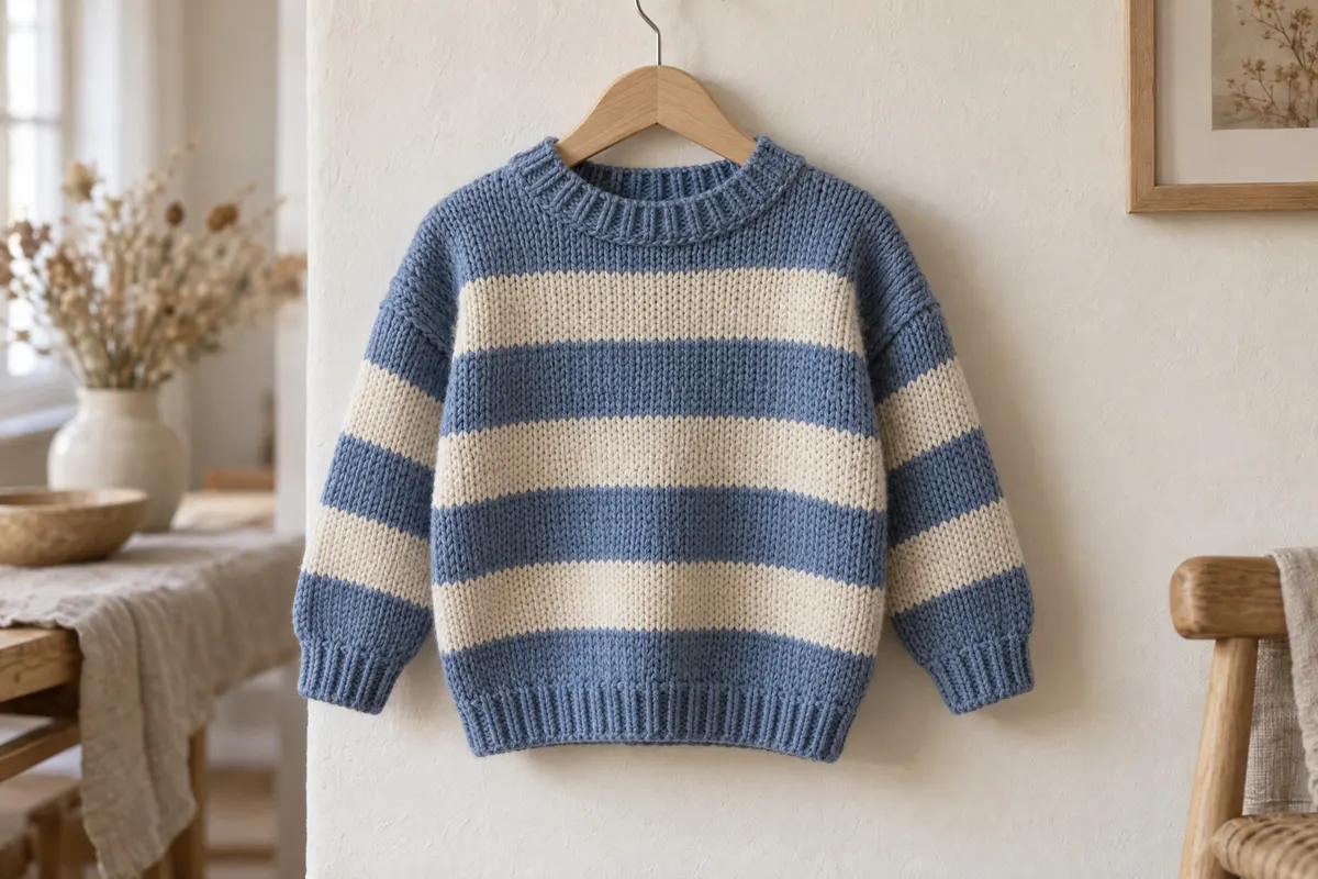 Kids’ Striped Drop-Shoulder Pullover, knitted