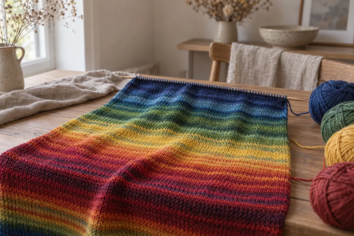 Knit Temperature Blanket, Row a Day, knitted