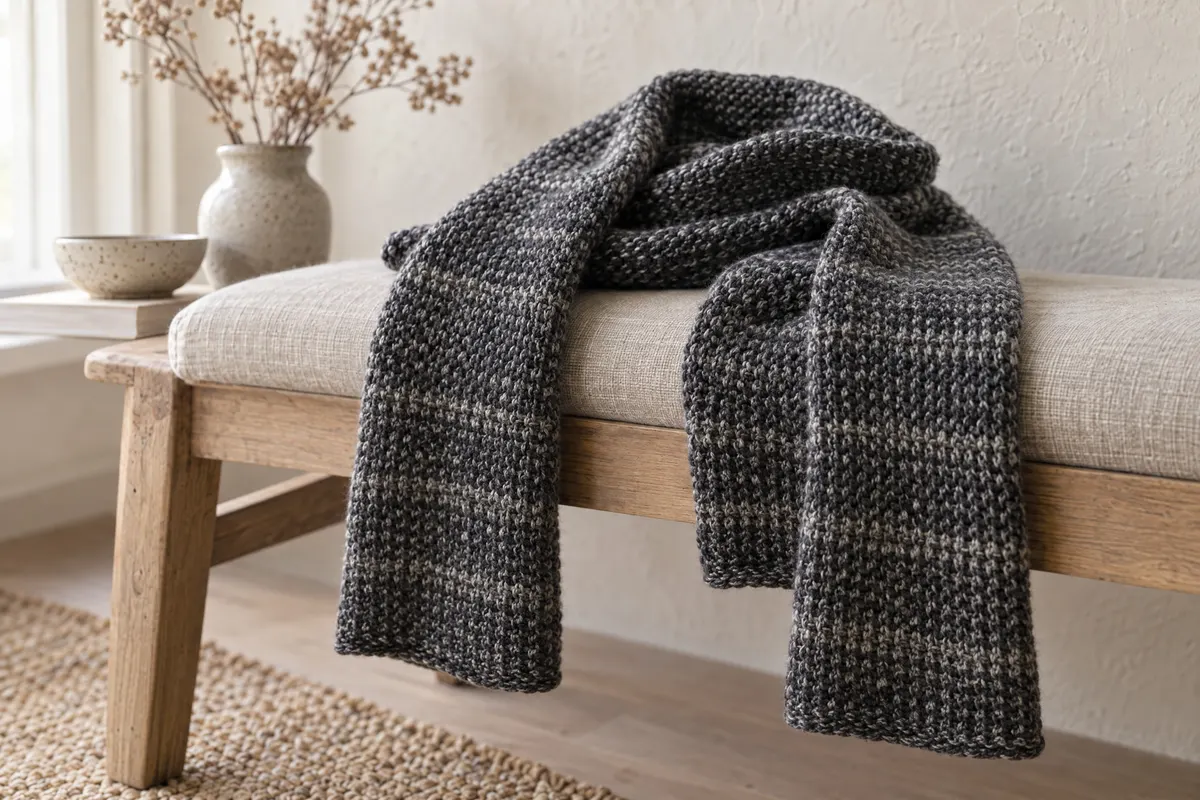 Linen Stitch Striped Scarf, knitted