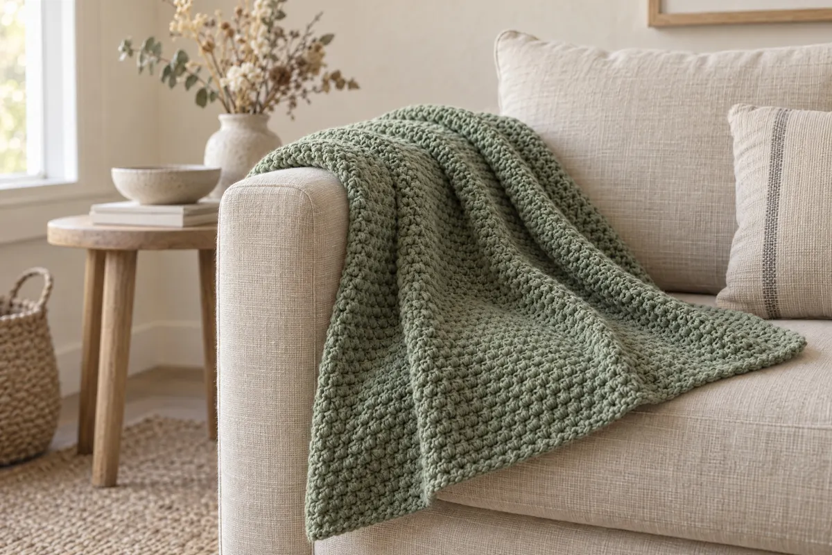 Moss Stitch Stroller Blanket, crocheted