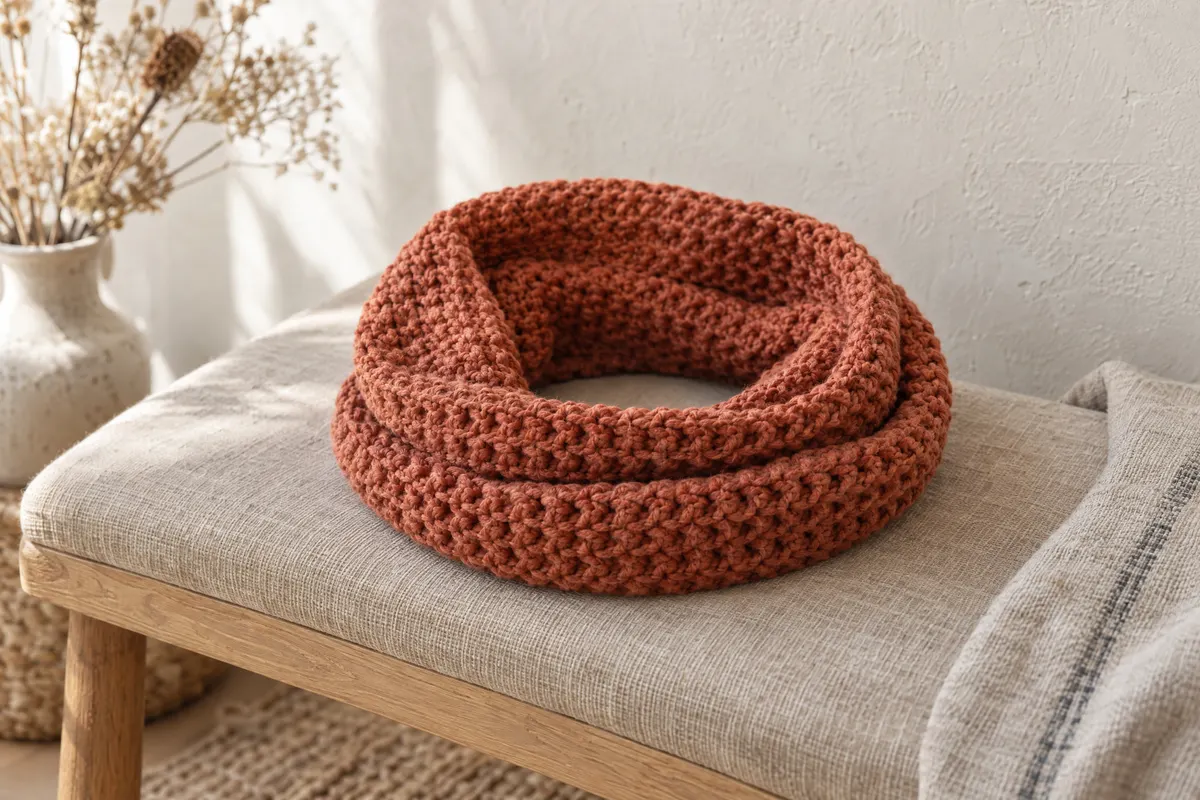 Moss Stitch Infinity Scarf, crocheted