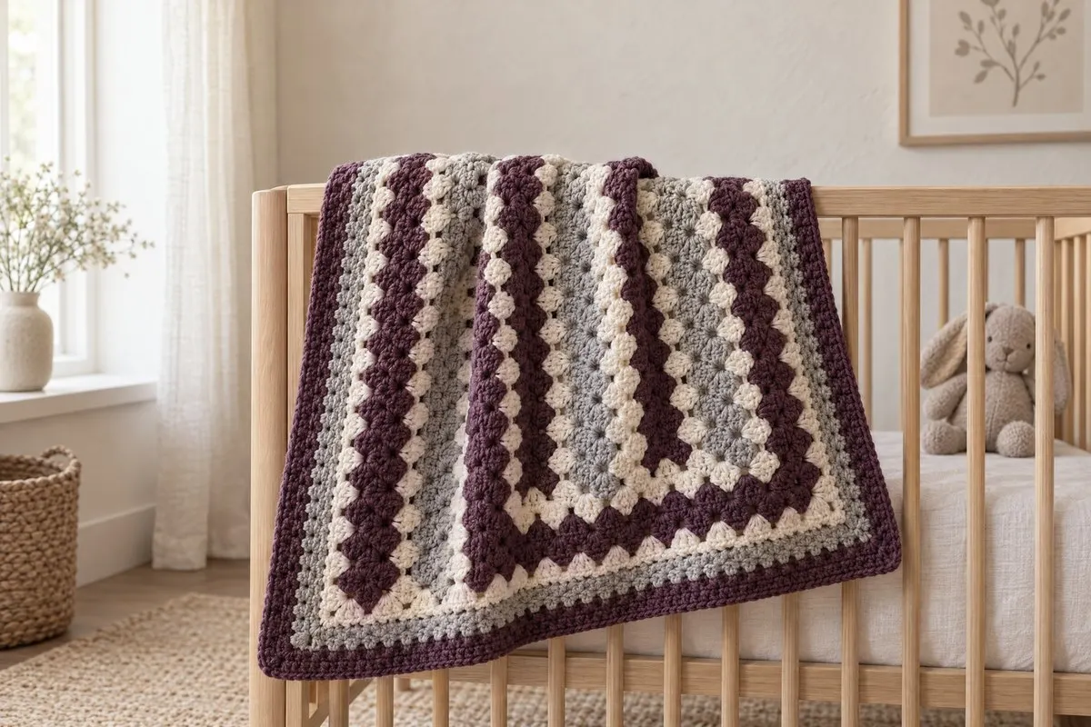 One Big Granny Blanket, crocheted