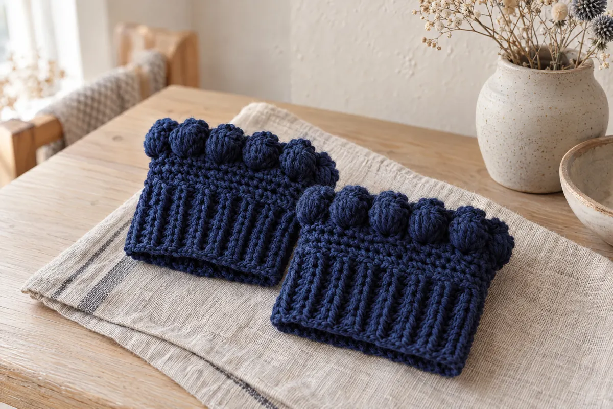 Puff-Top Boot Cuffs, crocheted