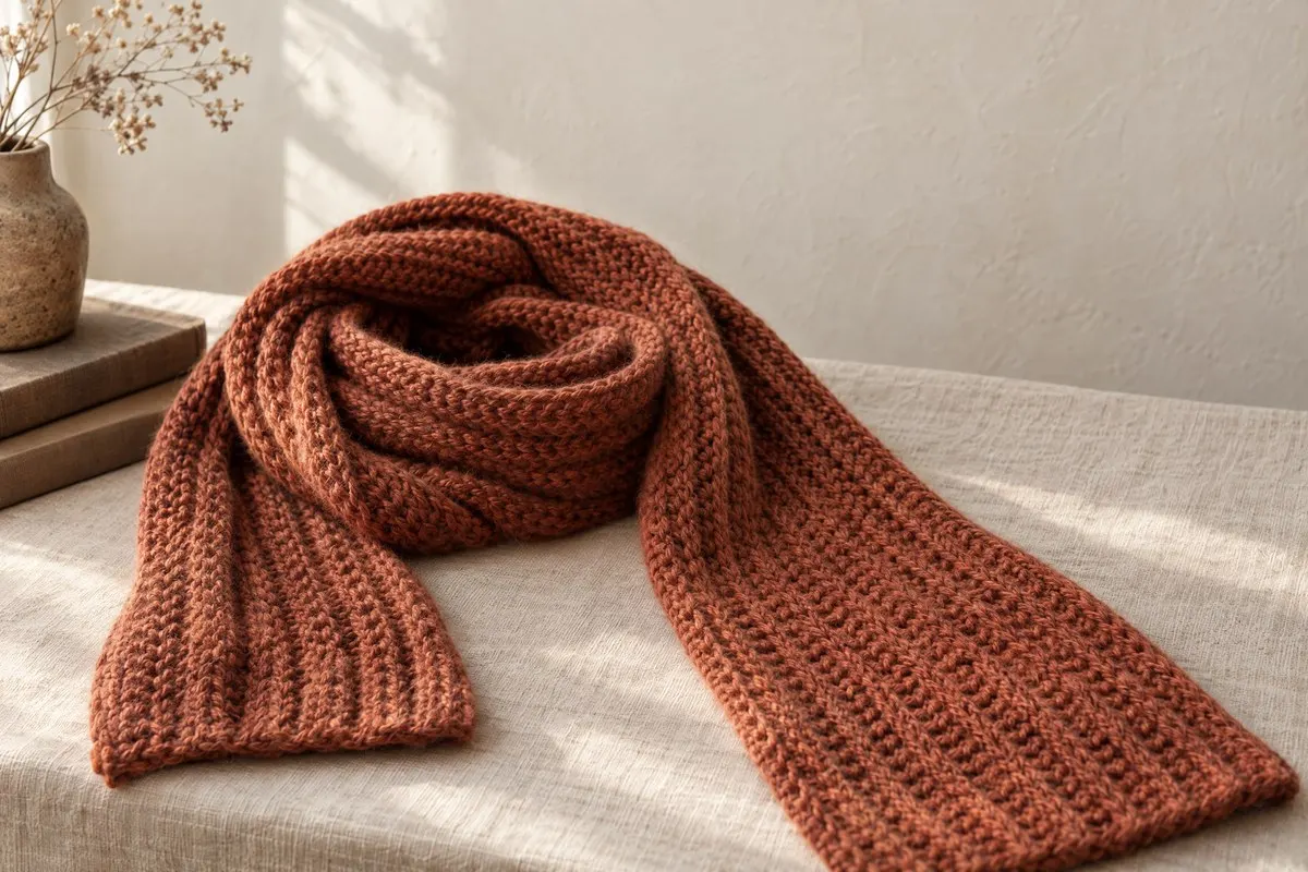 Reversible 2×2 Rib Scarf, knitted