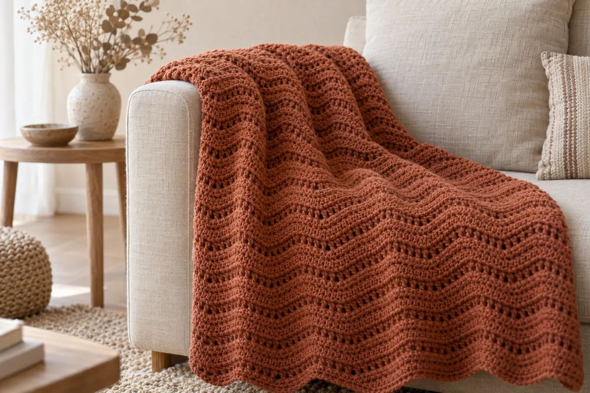 Classic Ripple Blanket, crocheted