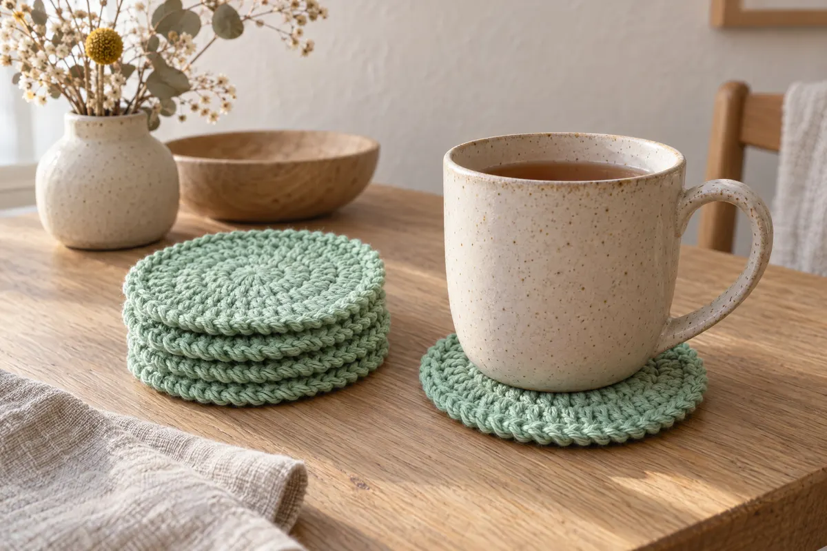Round Cotton Coasters, crocheted