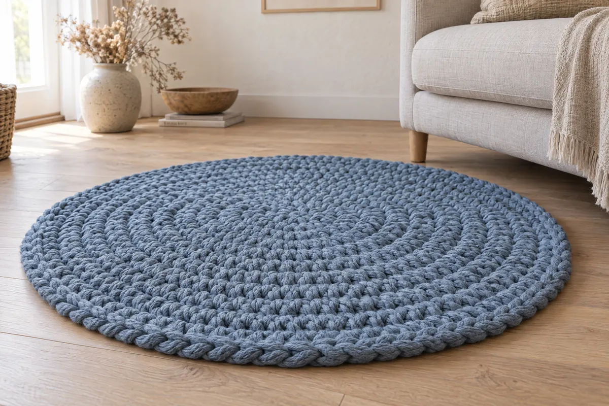 Round Floor Rug, crocheted
