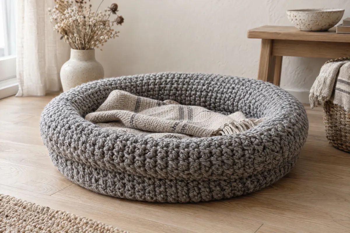 Round Pet Bed, crocheted