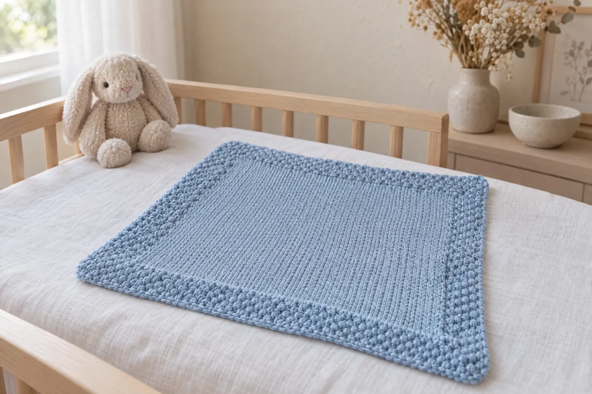 Seed-Bordered Lovey, knitted