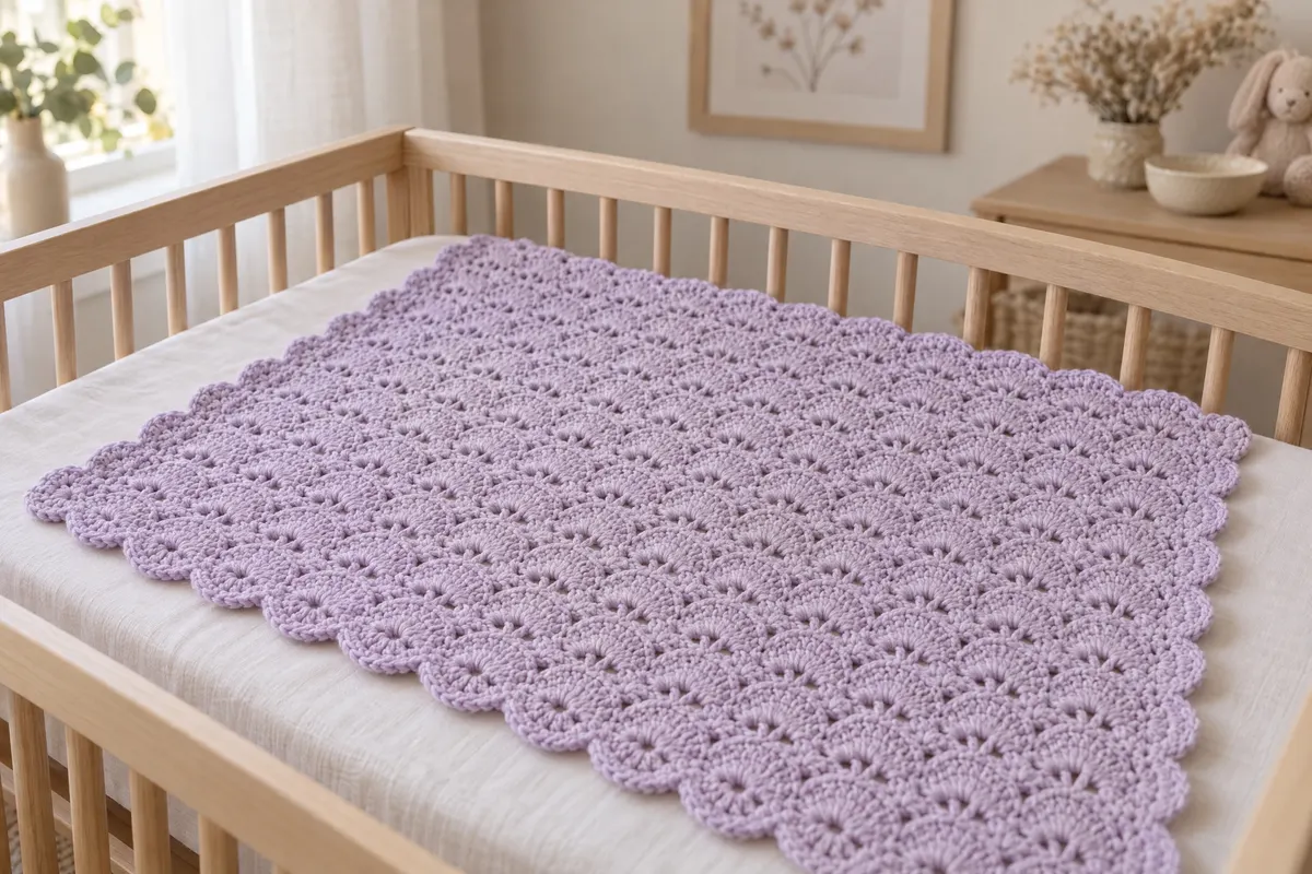 Shell Stitch Receiving Blanket, crocheted