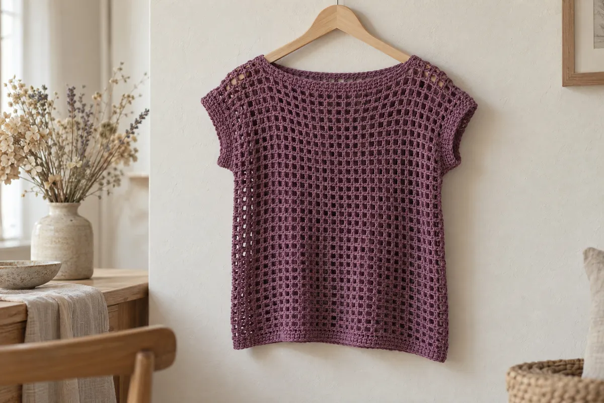 Summer Mesh Tee, crocheted