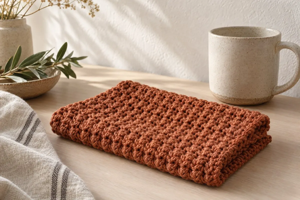 Suzette Stitch Dishcloth, crocheted