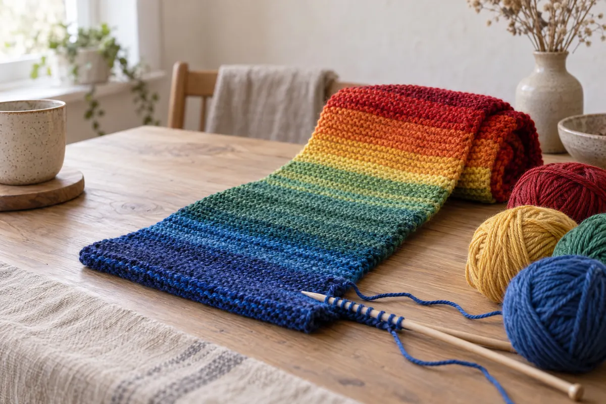 Temperature Scarf, Ridge a Day, knitted