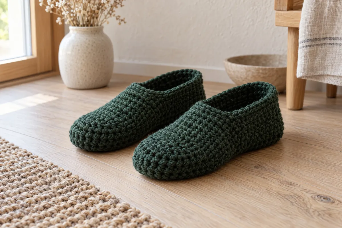 Toe-Up Crochet Slippers, crocheted