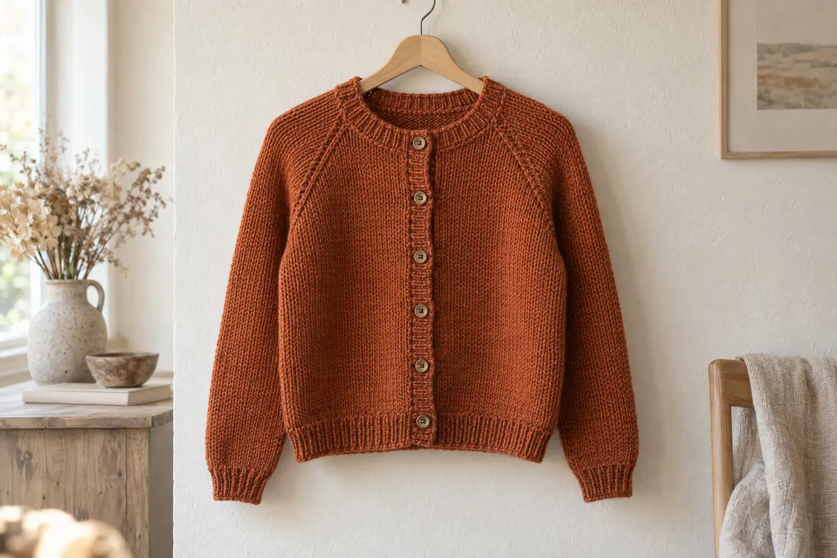 Top-Down Raglan Cardigan, knitted