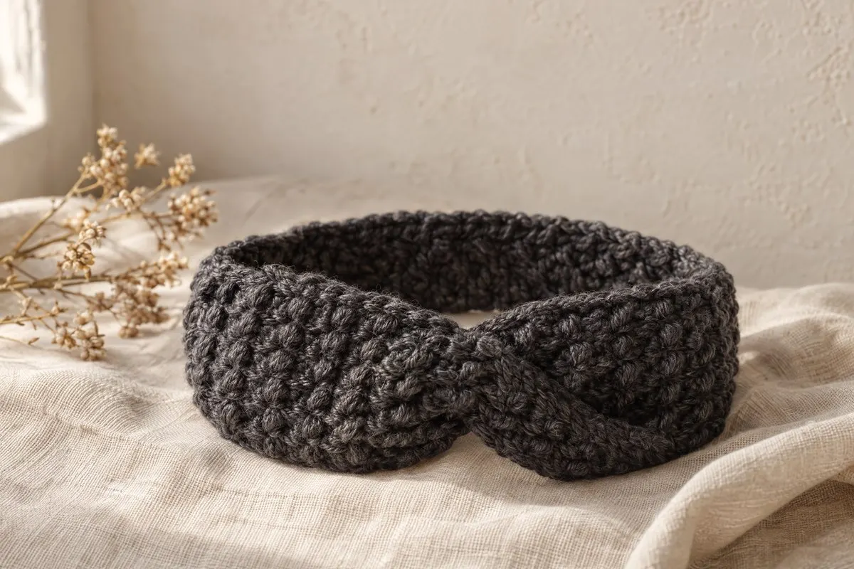 Twist Ear Warmer, crocheted
