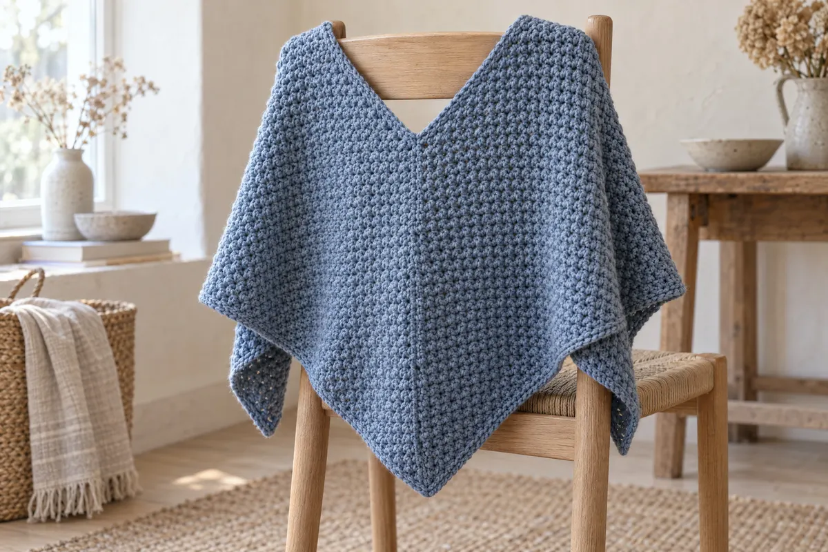 Two-Rectangle Poncho, crocheted