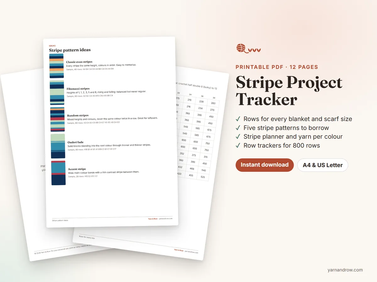 Stripe Project Tracker: pages from the printable PDF