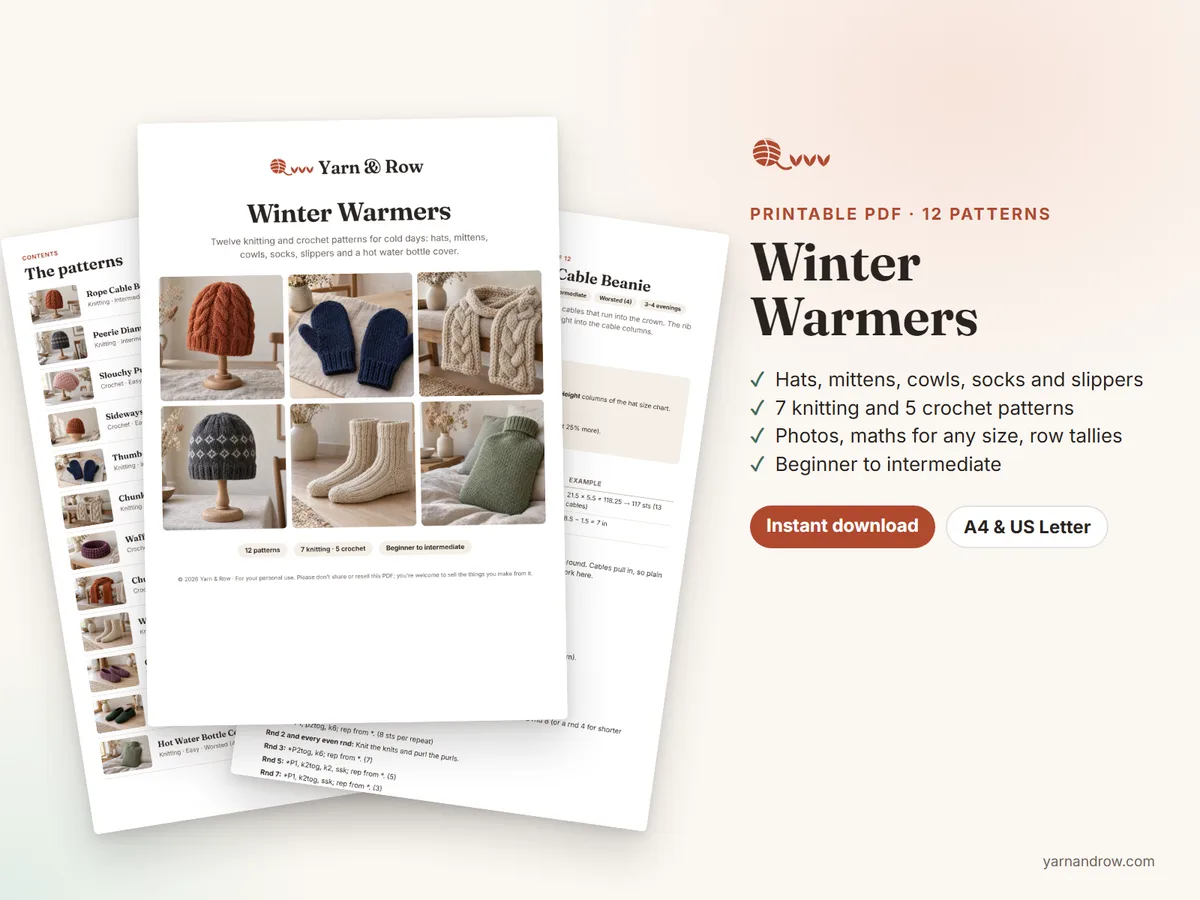 Winter Warmers pattern collection: pages from the printable PDF